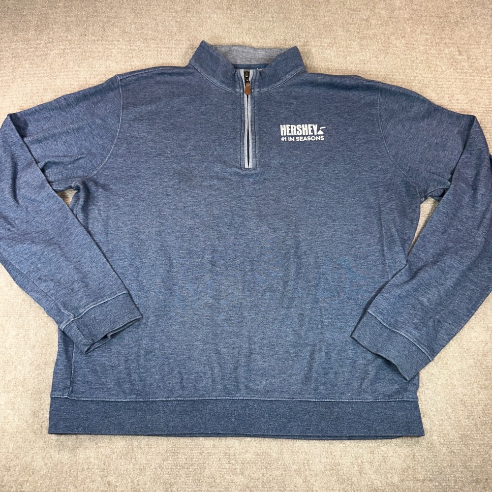 Johnnie-O Mens Large Blue Hershey #1 In Seasons Quarter Zip Pullover Sweater